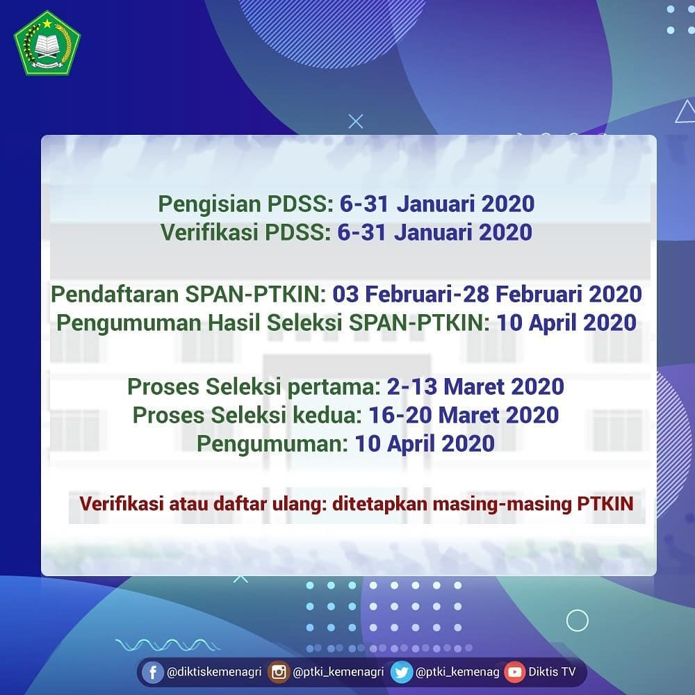 Jadwal Dan Alur Pendaftaran Span Ptkin 2020 Uin Sunan Gunung Djati Bandung