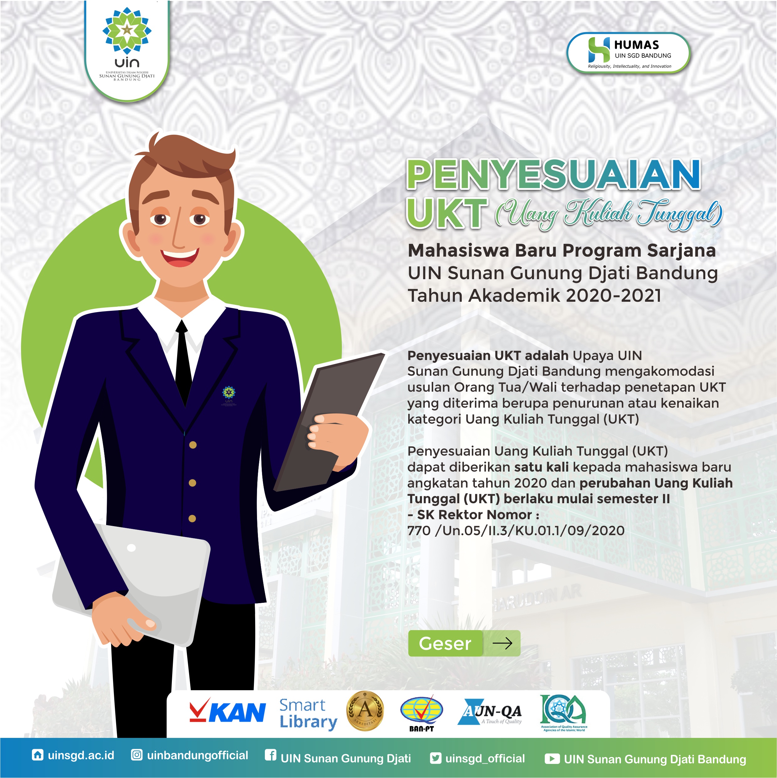 Penyesuaian Ukt Mahasiswa Baru Tahun Akademik 2020 2021 Uin Sunan Gunung Djati Bandung